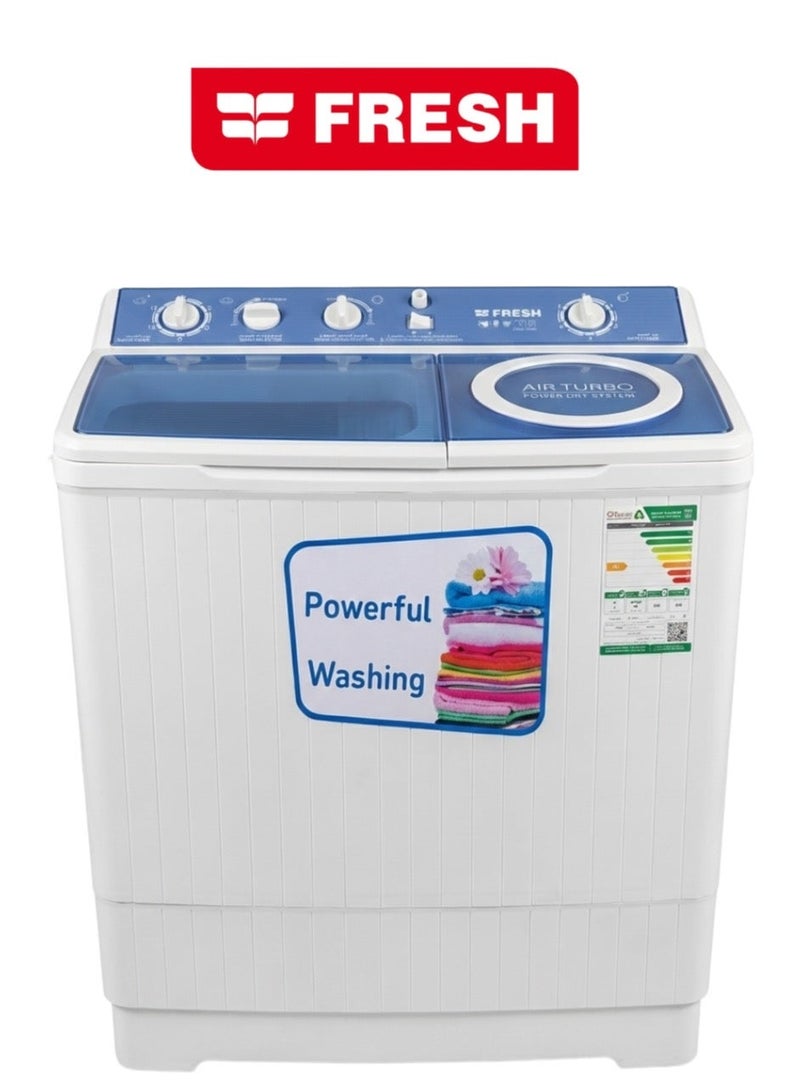 Fresh 8Kg Twin Tub Washing Machine Dual Motor Powerful Washing White - Image 1